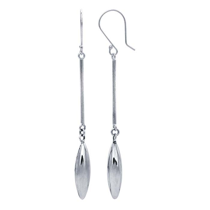 Sterling Silver Earrings with Puff Oval Bead Dangle