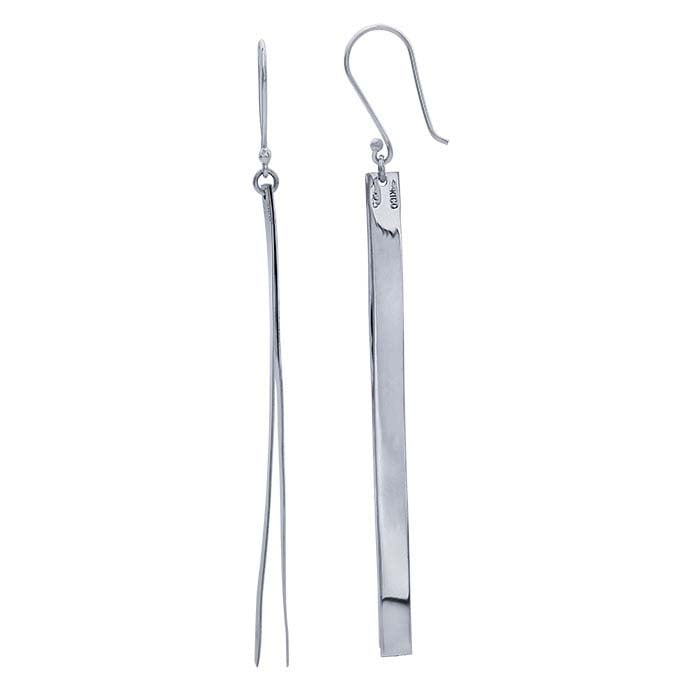Sterling Silver Long Double-Bar Earrings