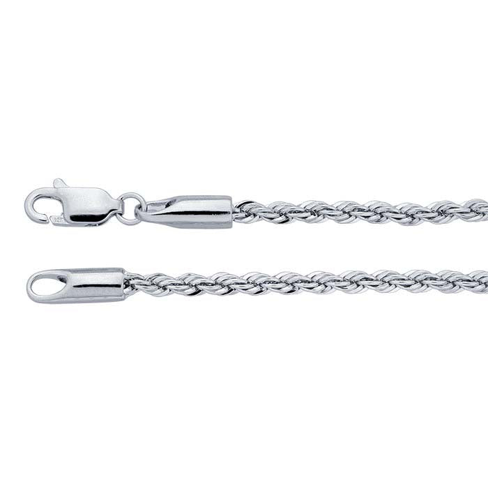 Sterling Silver Diamond-Cut Rope Chain Bracelet with Pearls
