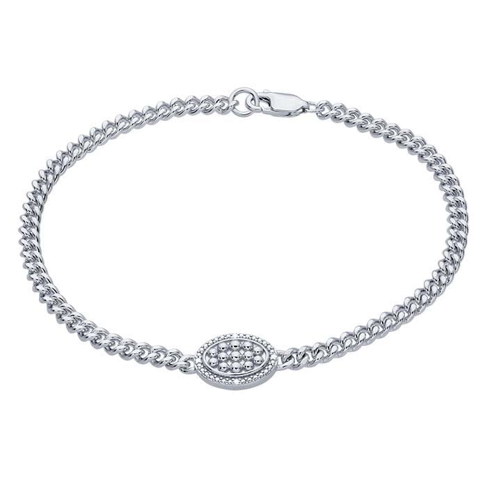 Sterling Silver Diamond-Set Curb Chain Bracelet