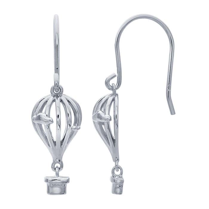 Sterling Silver Hot Air Balloon Earrings with Clouds