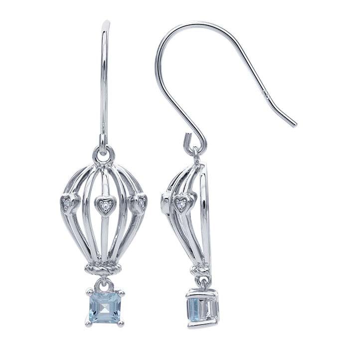 Sterling Silver Topaz-Set Hot Air Balloon Earrings