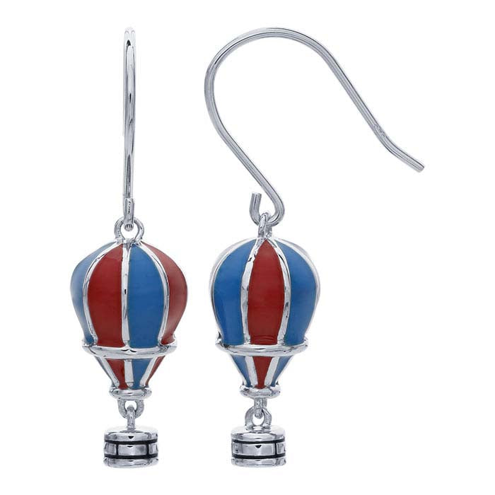 Sterling Silver Enameled Hot Air Balloon Earrings