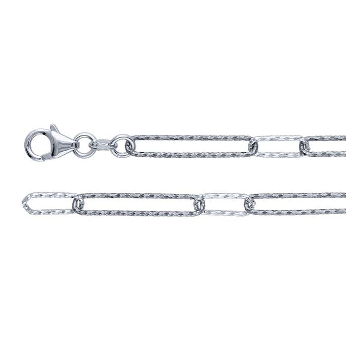 Sterling Silver Black Ruthenium-Plated Diamond-Cut Long & Short Chain