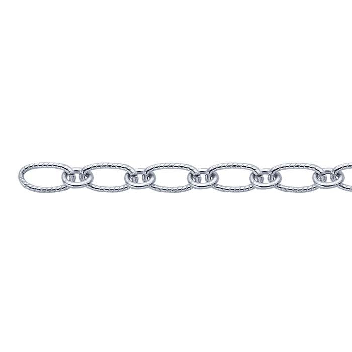 Sterling Silver Patterned Oval Long & Short Chain, By the Foot