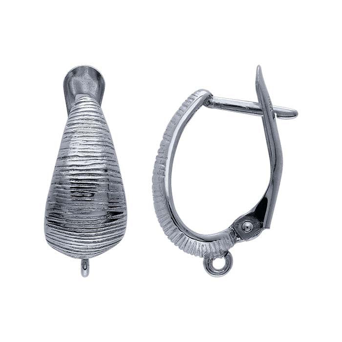 Sterling Silver Lever-Back Ear Wire with Satin Finish Shield and Open Ring