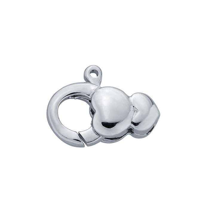 Sterling Silver Double Heart Lobster Clasp