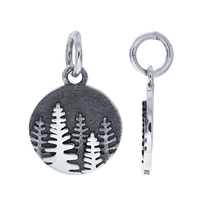 Sterling Silver Layered Pine Trees Charm