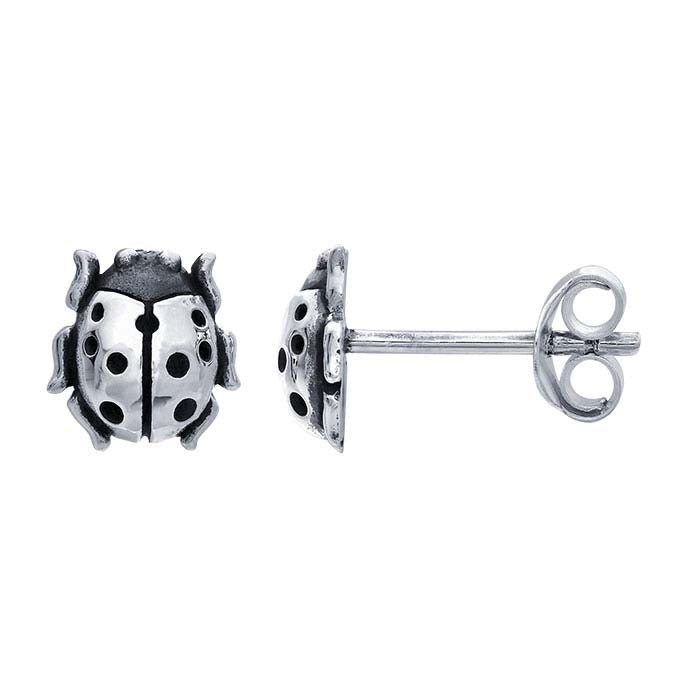 Marienkäfer-Ohrstecker aus Sterlingsilber