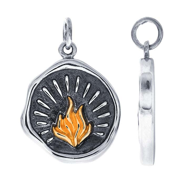 Sterling Silber Bronze Feuerwachs Siegel Anhänger