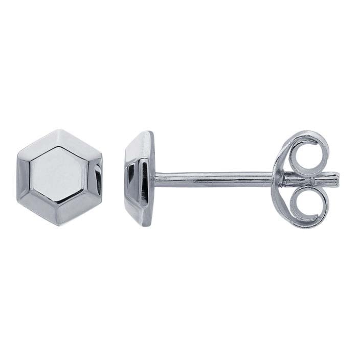 Sterling Silver Hexagon Post Earrings