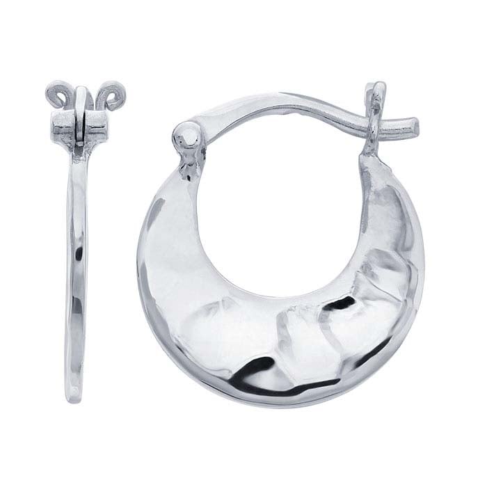 Sterling Silver Hammered Hoop Earrings