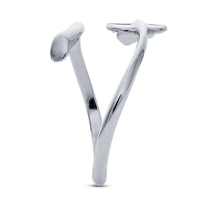 Sterling Silver Monstera Leaf Bypass Ring, Adjustable