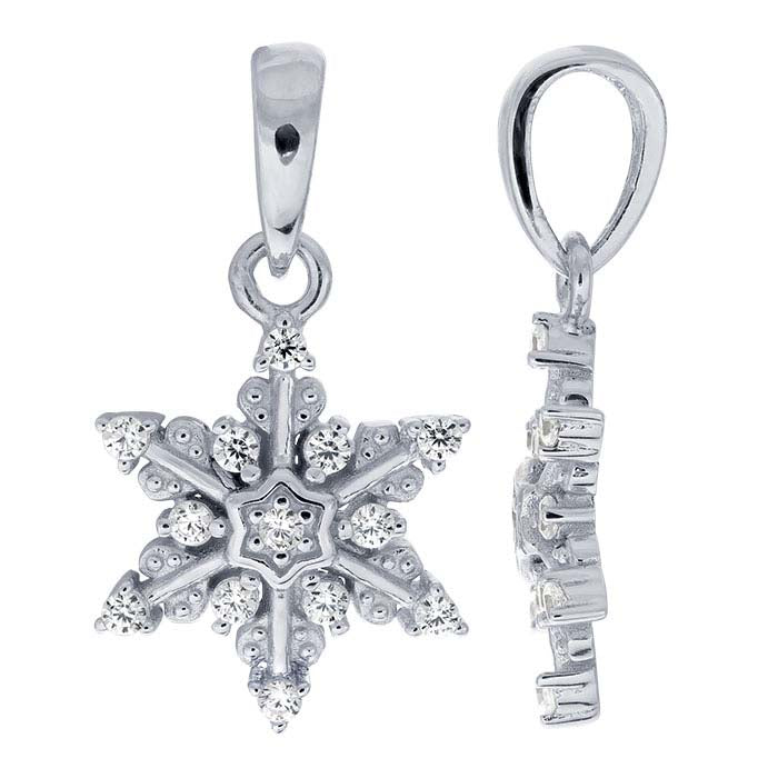 Sterling Silver CZ-Set Snowflake Charm