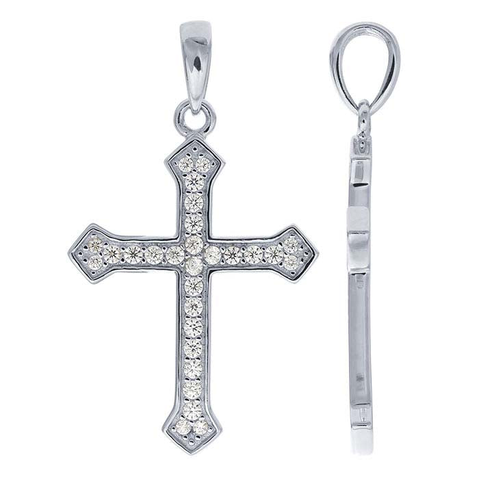 Sterling Silver CZ-Set Cross Pendant