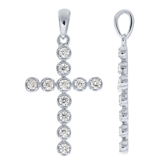 Sterling Silver CZ-Set Cross Pendant