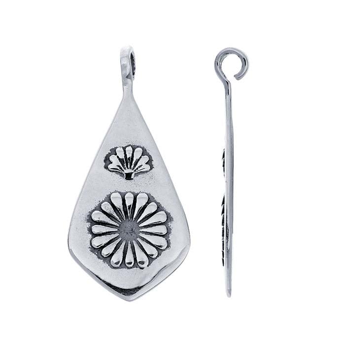 Sterling Silver Stamped Teardrop Pendant