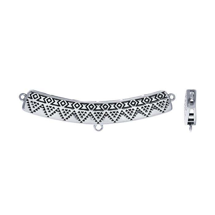 Sterling Silver Stamped Bar Festoon Pendant with Ring