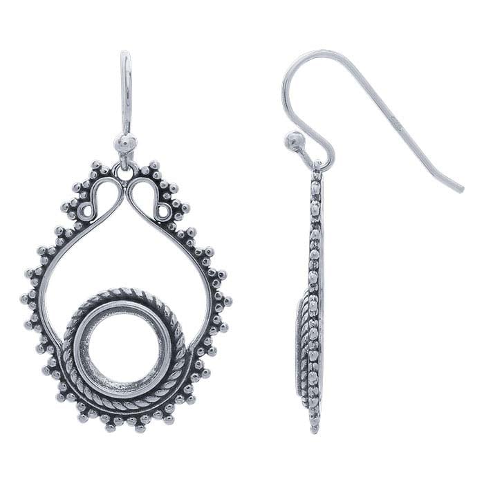 Sterling Silver Granulated Ear Wire with Bezel Setting