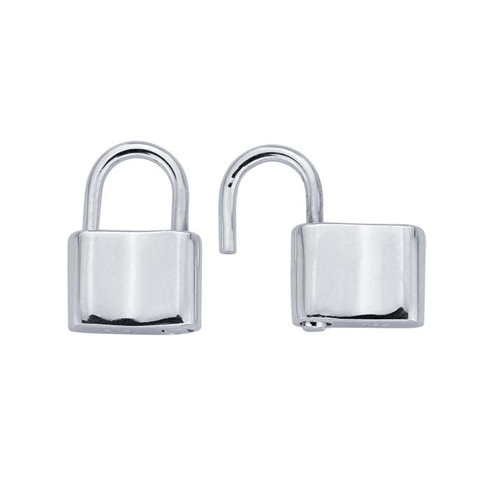 Chiusura a lucchetto quadrata in argento sterling 12 x 9 mm