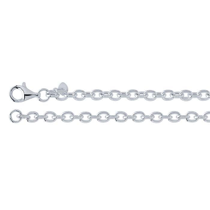 Sterling Silver 5.6mm Hollow Cable Chain Necklace with Oval Links