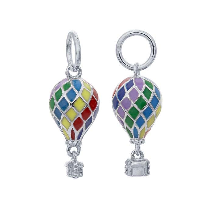 Sterling Silver Rainbow Enameled Hot Air Balloon Charm