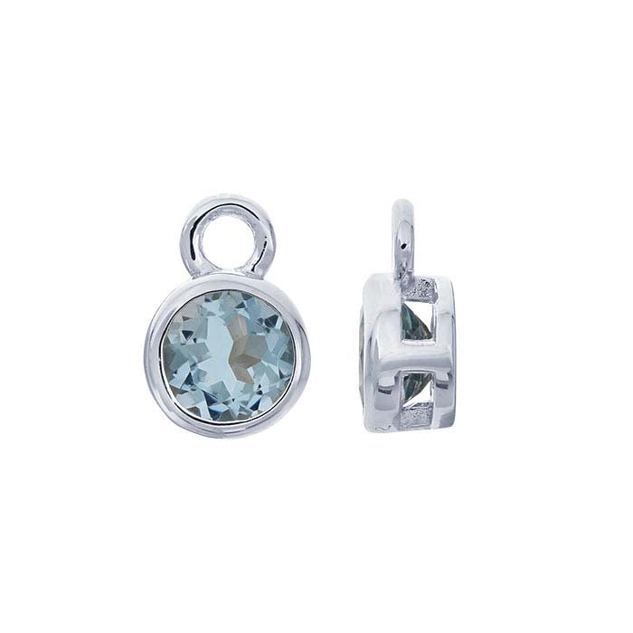 Sterling Silver 4mm Aquamarine-Set Charm