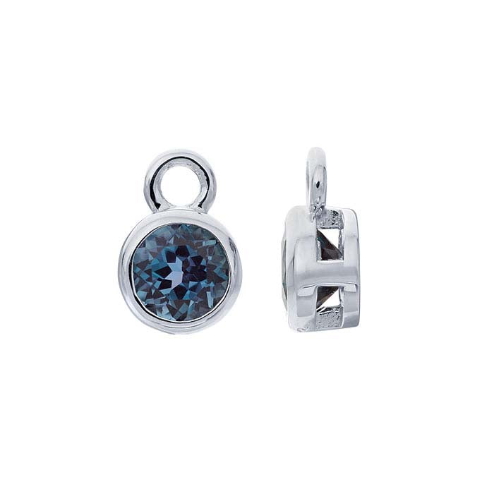 Sterling Silver 4mm Lab-Grown Alexandrite-Set Charm