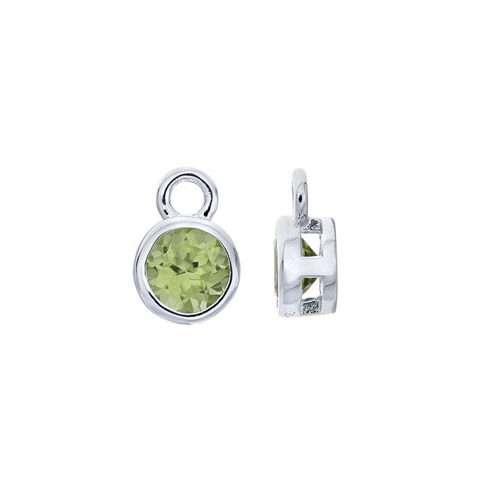 Sterling Silver 4mm Peridot-Set Charm