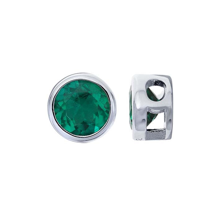 تعليقة من الفضة الإسترلينية مرصعة بزمرّد مزروع مخبريًا مقاس 4 مم