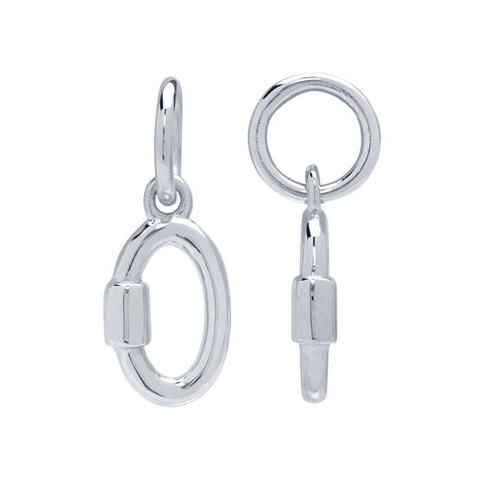 Sterling Silver Faux Oval Carabiner Charm