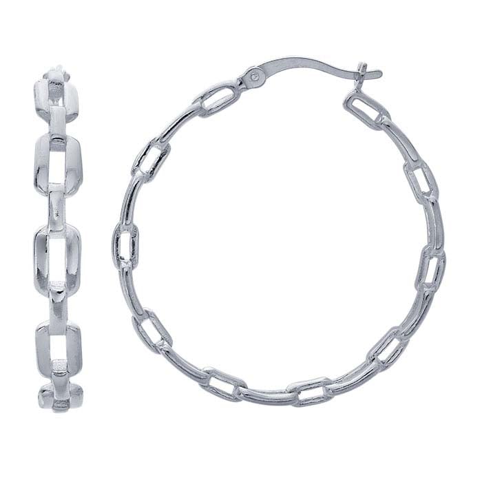 Sterling Silver Chain Link Hoop Earrings