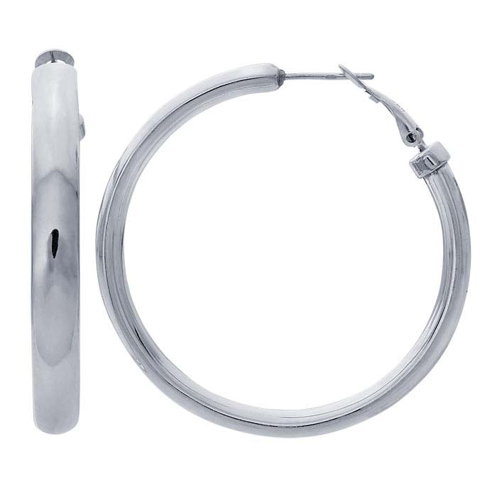 Sterling Silver Hollow Half-Round Hoop Earrings