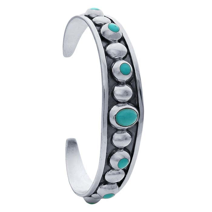 Sterling Silver Imitation Turquoise-Set Cuff Bracelet