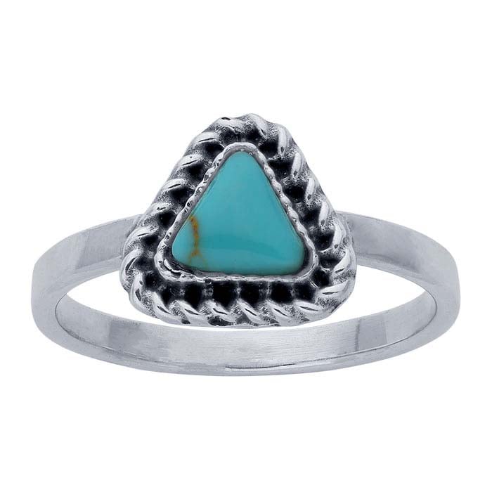 Sterling Silver Triangle Imitation Turquoise-Set Ring
