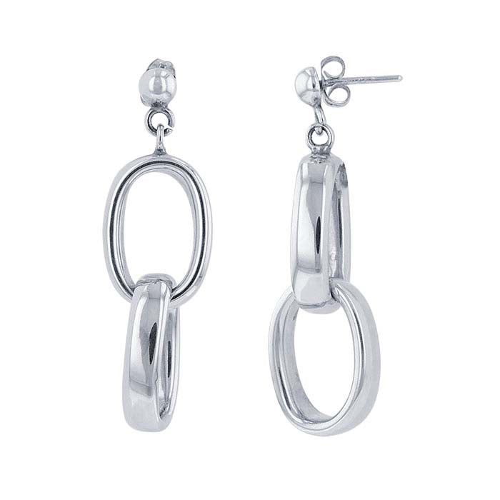 Sterling Silver Oval Link Post Earrings