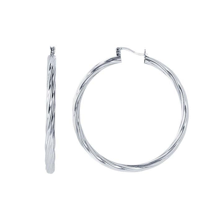 Sterling Silver Twist Tube Hoop Earrings