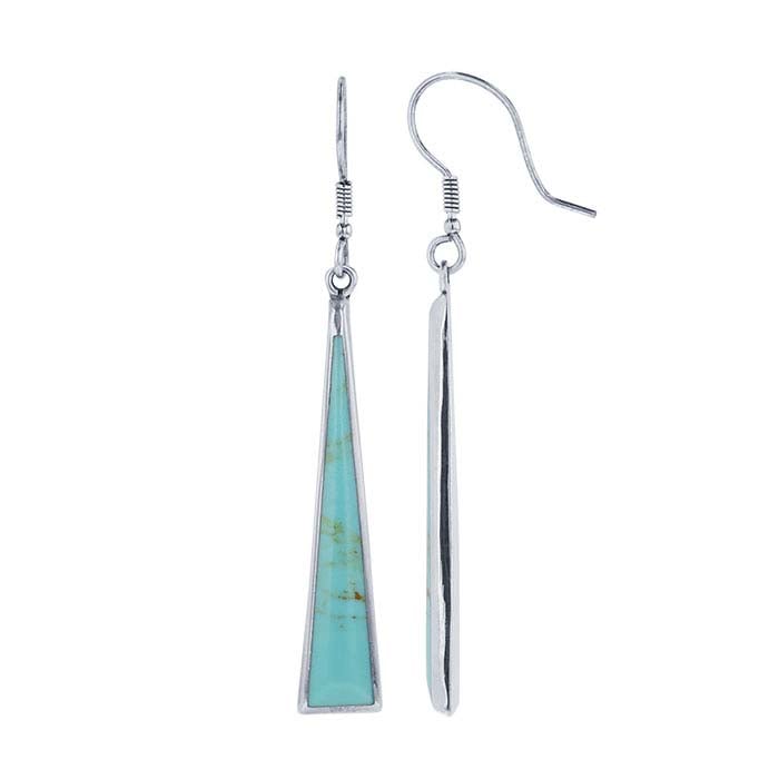Sterling Silver Triangle Earrings with Imitation Turquoise