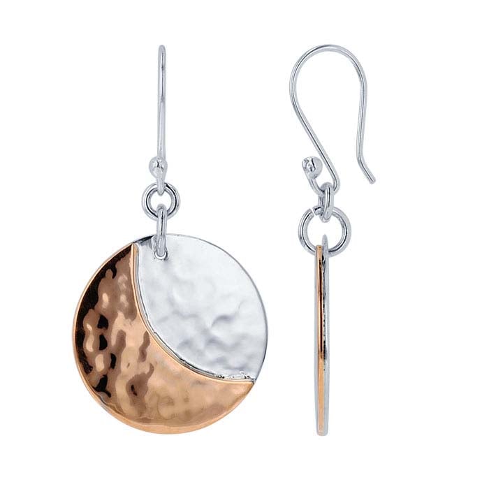 Sterling Silver Disc Earrings with Copper Moon