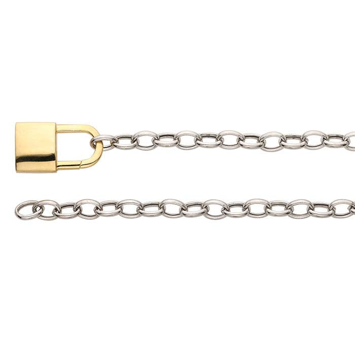 Sterling Silver Gold-Plated Padlock Necklace