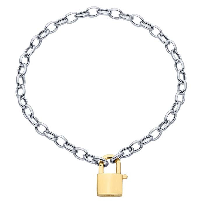 5 mm langes Rolo-Kettenarmband aus Sterlingsilber mit Vorhängeschloss