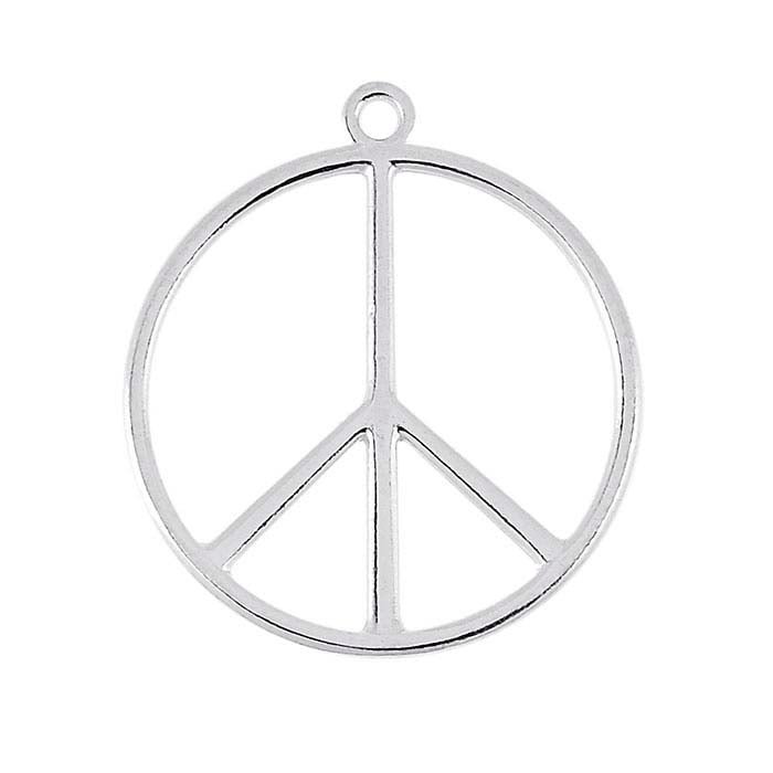Sterling Silver Round Peace Sign Component