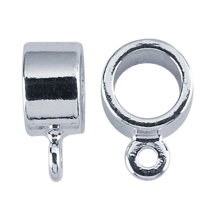 Sterling Silver Tube Pendant Bail with Perpendicular Ring