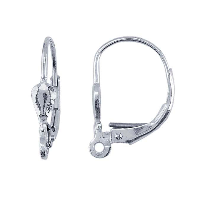 Sterling Silver Teardrop Lever-Back Ear Wire with Open Ring
