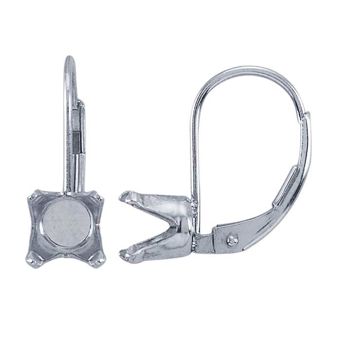 Sterling Silver Lever-Back Round Snap-Set™ Ear Wire Mounting