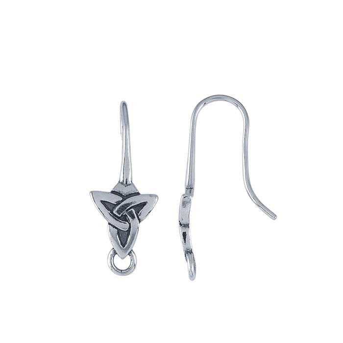 Sterling Silver Ear Wire Celtic Tri-Weave and Closed Ring