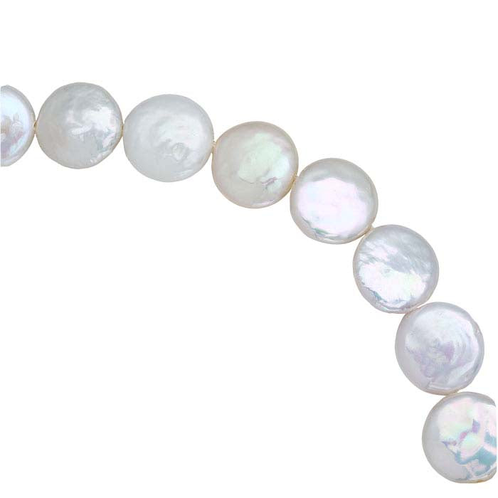 Freshwater Cultured 12–13mm Coin Pearl Strand, White, A-Grade