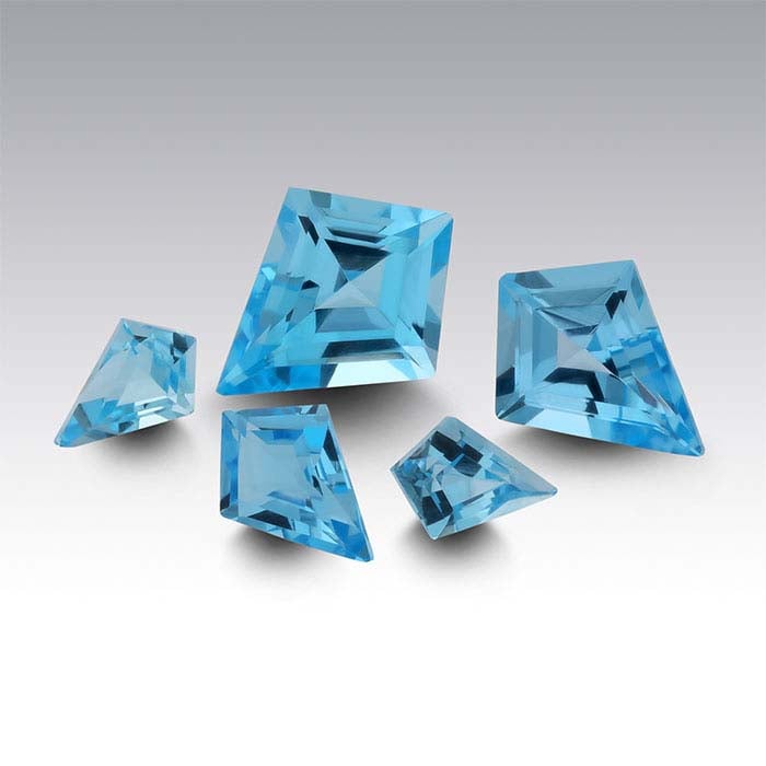 Swiss-Blue Topaz Kite Faceted Gemstones, AA-Grade
