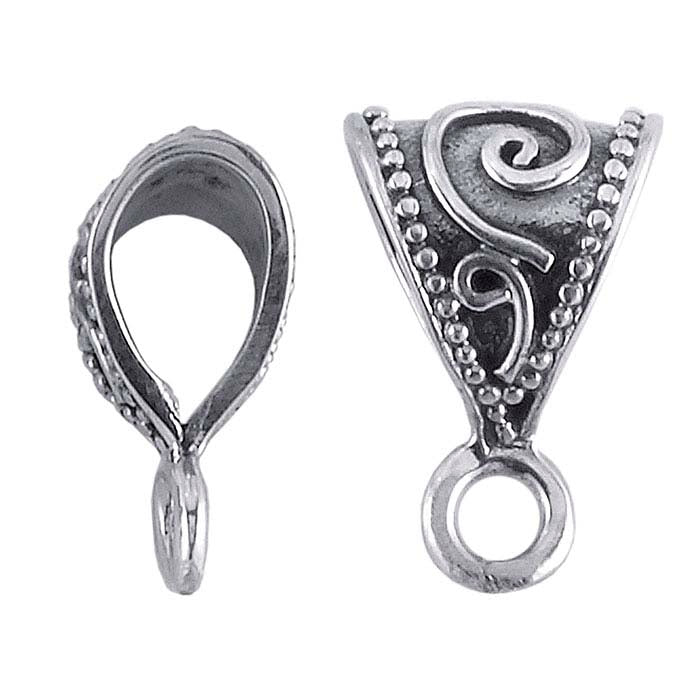 Sterling Silver Bali-Style Pendant Bail with Ring