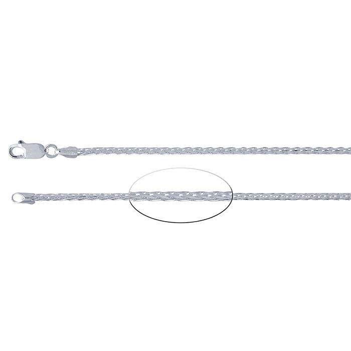 سلسلة قمح مستديرة فضة استرلنج 2.3 مم